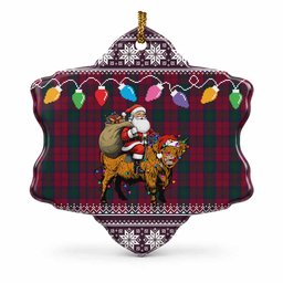 Lindsay Nollaig Chridheil Santa Highland Coo Tartan Ceramic Snow Flake Ornament