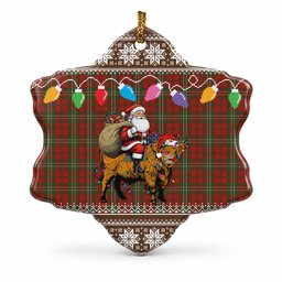Scott Nollaig Chridheil Santa Highland Coo Tartan Ceramic Snow Flake Ornament