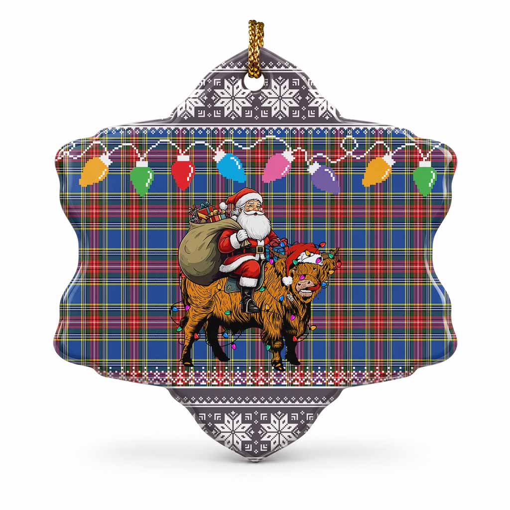 MacBeth (McBeth) Nollaig Chridheil Santa Highland Coo Tartan Ceramic Snow Flake Ornament