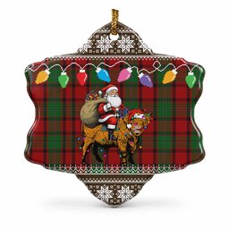 MacPhail (McPhail) Nollaig Chridheil Santa Highland Coo Tartan Ceramic Snow Flake Ornament