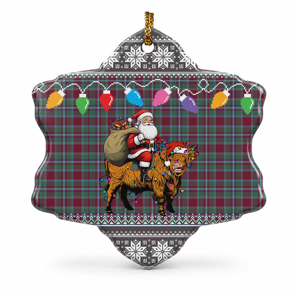 Spence (Spens) Nollaig Chridheil Santa Highland Coo Tartan Ceramic Snow Flake Ornament
