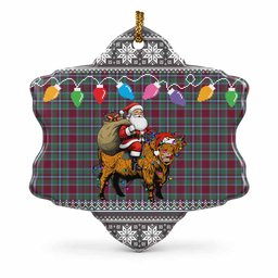 Spence (Spens) Nollaig Chridheil Santa Highland Coo Tartan Ceramic Snow Flake Ornament