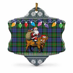 Paterson Nollaig Chridheil Santa Highland Coo Tartan Ceramic Snow Flake Ornament