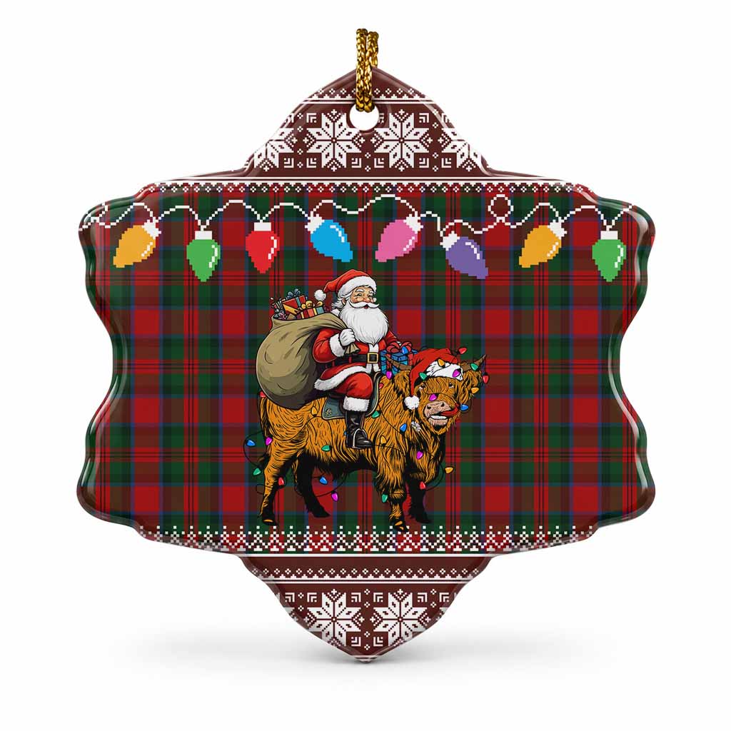 MacDuff (McDuff) Nollaig Chridheil Santa Highland Coo Tartan Ceramic Snow Flake Ornament
