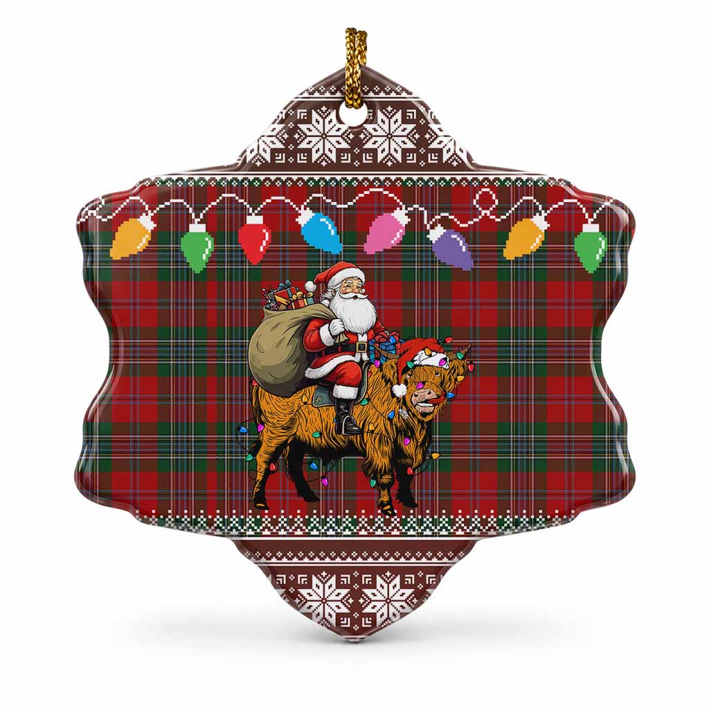 MacLean (McLean) Nollaig Chridheil Santa Highland Coo Tartan Ceramic Snow Flake Ornament