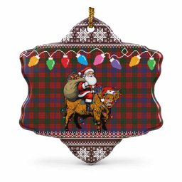 Ross Nollaig Chridheil Santa Highland Coo Tartan Ceramic Snow Flake Ornament