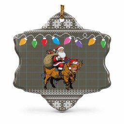 Haig Nollaig Chridheil Santa Highland Coo Tartan Ceramic Snow Flake Ornament
