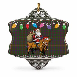 Hall Nollaig Chridheil Santa Highland Coo Tartan Ceramic Snow Flake Ornament