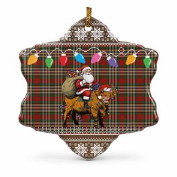 MacGill (MakGill) Nollaig Chridheil Santa Highland Coo Tartan Ceramic Snow Flake Ornament