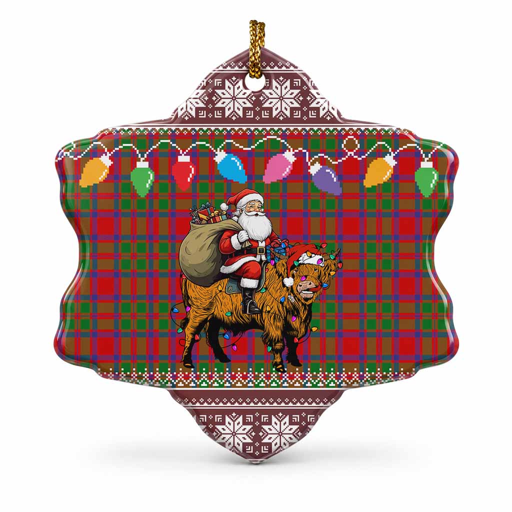 MacKintosh (McKintosh) Nollaig Chridheil Santa Highland Coo Tartan Ceramic Snow Flake Ornament