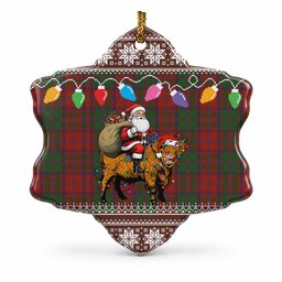 Stewart (Stuart) of Appin Nollaig Chridheil Santa Highland Coo Tartan Ceramic Snow Flake Ornament
