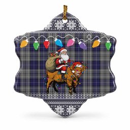 Napier Nollaig Chridheil Santa Highland Coo Tartan Ceramic Snow Flake Ornament