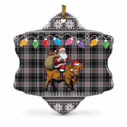 Moffat Nollaig Chridheil Santa Highland Coo Tartan Ceramic Snow Flake Ornament