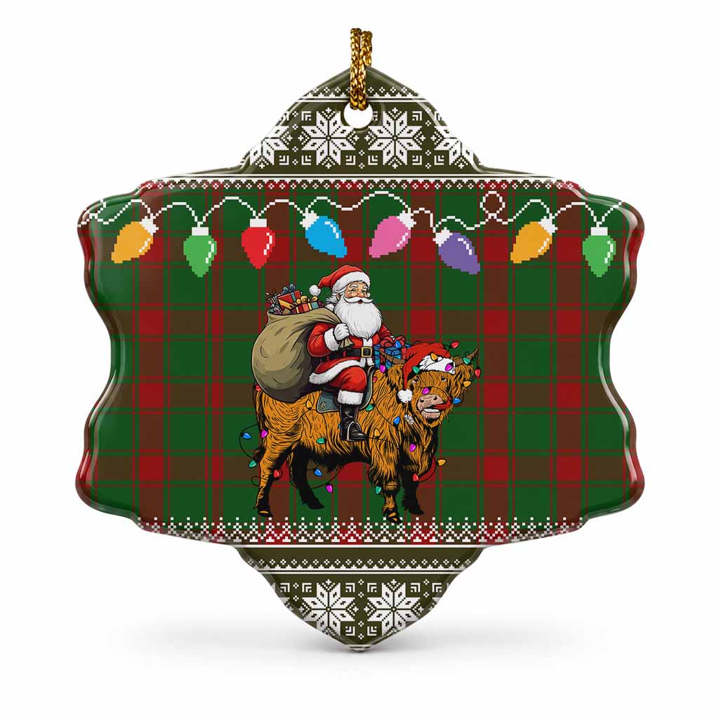 Middleton Nollaig Chridheil Santa Highland Coo Tartan Ceramic Snow Flake Ornament