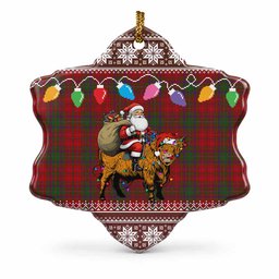 MacDougall (McDougall) Nollaig Chridheil Santa Highland Coo Tartan Ceramic Snow Flake Ornament