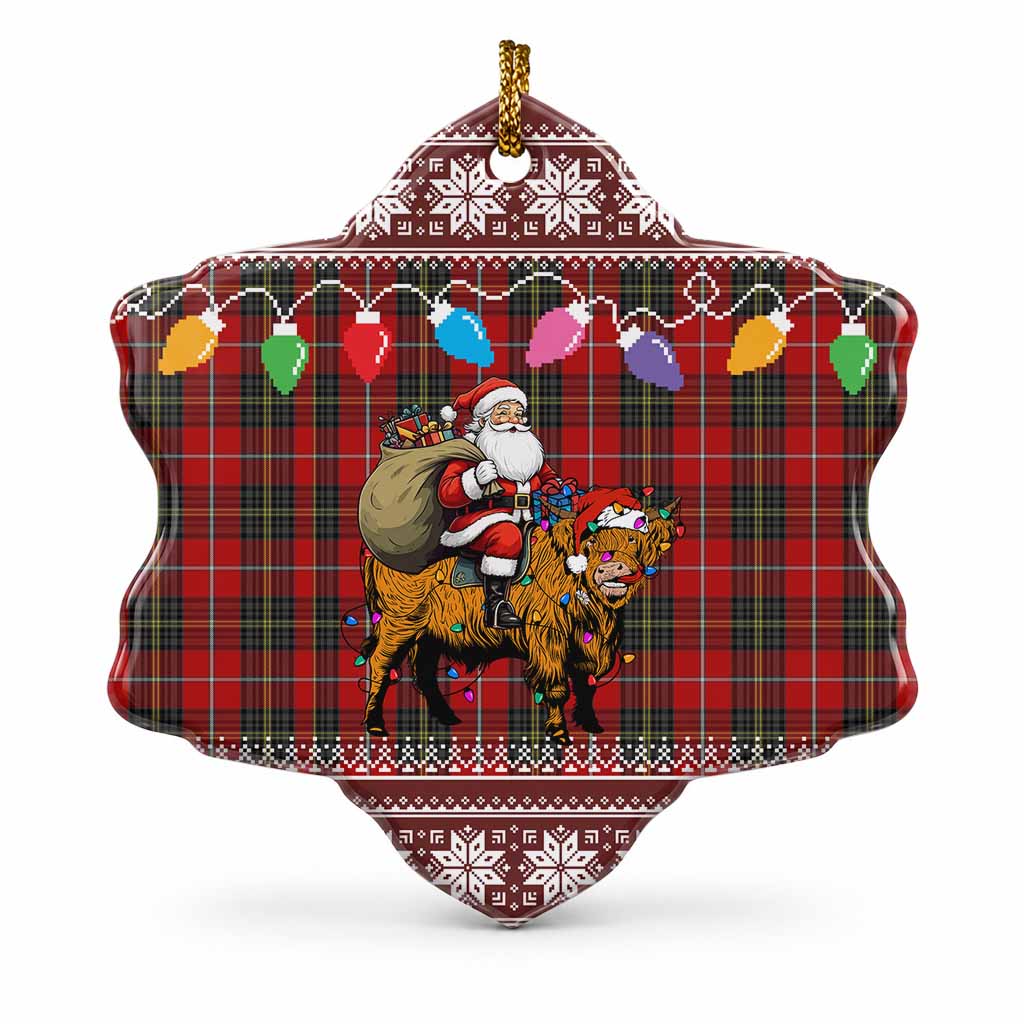 Orr Nollaig Chridheil Santa Highland Coo Tartan Ceramic Snow Flake Ornament