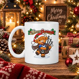 ScotsTee Shop Scottish Boyd Modern Tartan Mug Moo Rry Christmas Highland Cow Bagpiper