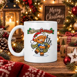 ScotsTee Shop Scottish Barclay Dress Modern Tartan Mug Moo Rry Christmas Highland Cow Bagpiper