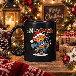 ScotsTee Shop Scottish Macintyre Hunting Ancient Tartan Mug Moo Rry Christmas Highland Cow Bagpiper