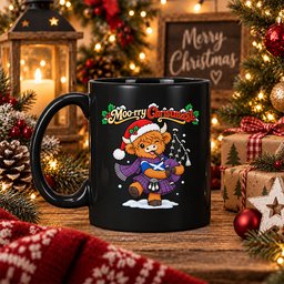 ScotsTee Shop Scottish Jackson Tartan Mug Moo Rry Christmas Highland Cow Bagpiper