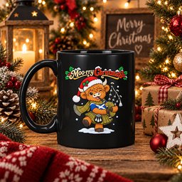 ScotsTee Shop Scottish Houston Tartan Mug Moo Rry Christmas Highland Cow Bagpiper