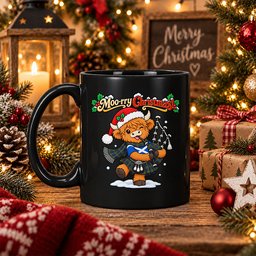ScotsTee Shop Scottish Dundas Modern 02 Tartan Mug Moo Rry Christmas Highland Cow Bagpiper