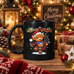 ScotsTee Shop Scottish Wallace Hunting Red Tartan Mug Moo Rry Christmas Highland Cow Bagpiper