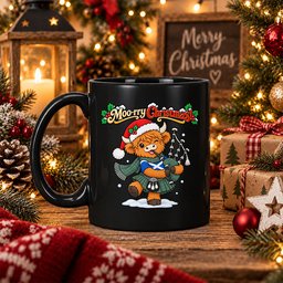 ScotsTee Shop Scottish Ross Hunting Ancient Tartan Mug Moo Rry Christmas Highland Cow Bagpiper