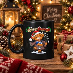 ScotsTee Shop Scottish Sinclair Ancient Tartan Mug Moo Rry Christmas Highland Cow Bagpiper