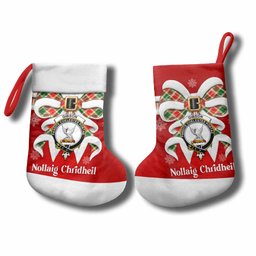 Gibson (Gibbs or Gibsone) Tartan Crest Christmas Bow Christmas Stocking Scottish Nollaig Chridheil