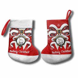 Cunningham Tartan Crest Christmas Bow Christmas Stocking Scottish Nollaig Chridheil