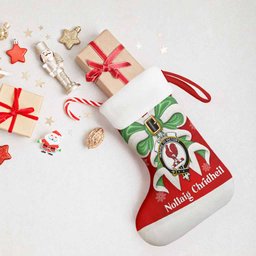 Currie Tartan Crest Christmas Bow Christmas Stocking Scottish Nollaig Chridheil