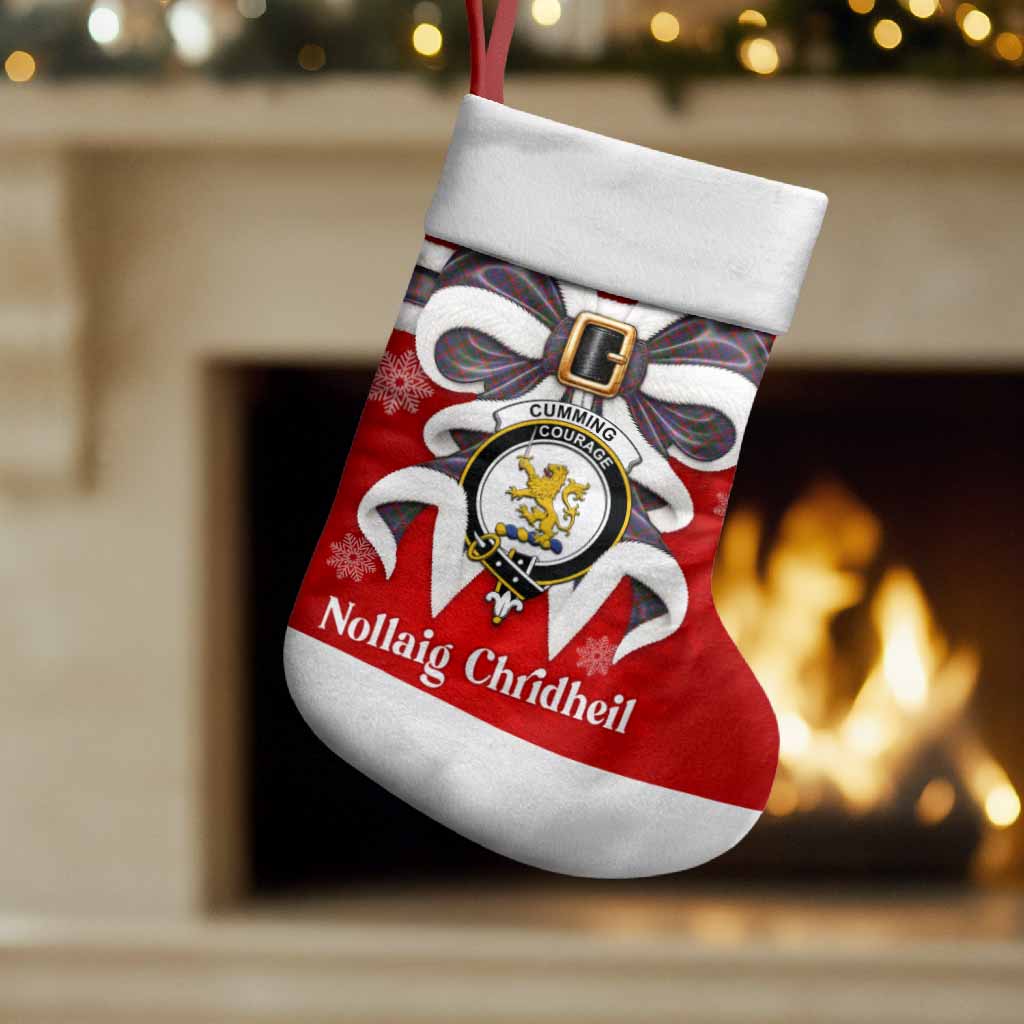 Cumming Tartan Crest Christmas Bow Christmas Stocking Scottish Nollaig Chridheil