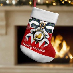 Campbell Tartan Crest Christmas Bow Christmas Stocking Scottish Nollaig Chridheil