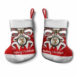 Drummond Tartan Crest Christmas Bow Christmas Stocking Scottish Nollaig Chridheil