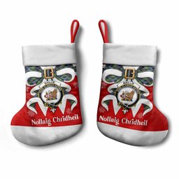 Baillie (Bailey) Tartan Crest Christmas Bow Christmas Stocking Scottish Nollaig Chridheil