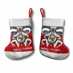 Agnew Tartan Crest Christmas Bow Christmas Stocking Scottish Nollaig Chridheil
