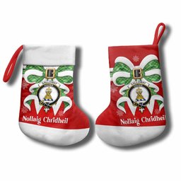 Galloway Tartan Crest Christmas Bow Christmas Stocking Scottish Nollaig Chridheil