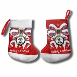 Little Tartan Crest Christmas Bow Christmas Stocking Scottish Nollaig Chridheil