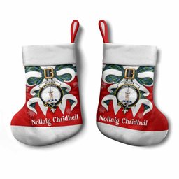 McCoy Tartan Crest Christmas Bow Christmas Stocking Scottish Nollaig Chridheil