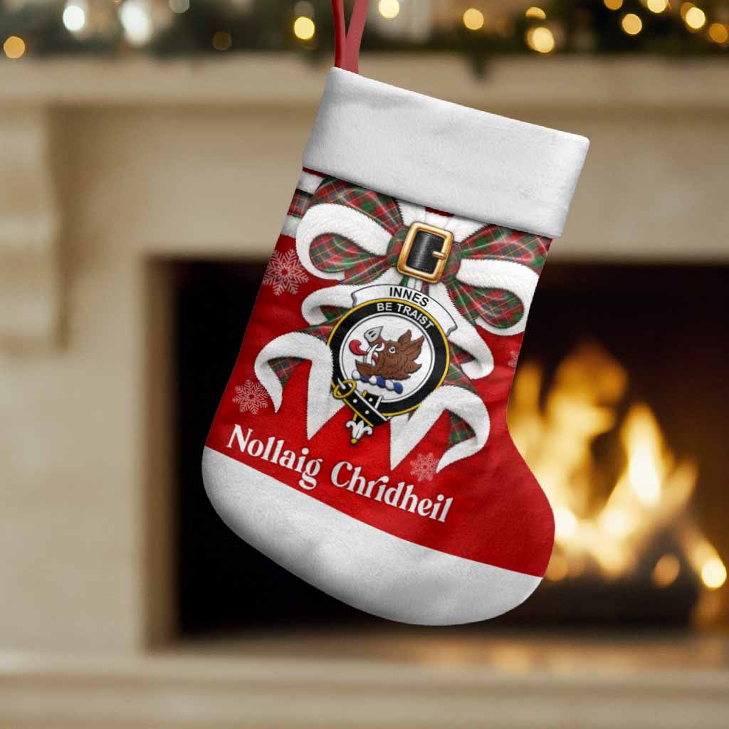Innes Tartan Crest Christmas Bow Christmas Stocking Scottish Nollaig Chridheil
