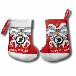 Tweedie Tartan Crest Christmas Bow Christmas Stocking Scottish Nollaig Chridheil