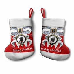 Tweedie Tartan Crest Christmas Bow Christmas Stocking Scottish Nollaig Chridheil
