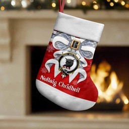 Tweedie Tartan Crest Christmas Bow Christmas Stocking Scottish Nollaig Chridheil