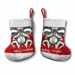 Sempill (Semple) Tartan Crest Christmas Bow Christmas Stocking Scottish Nollaig Chridheil