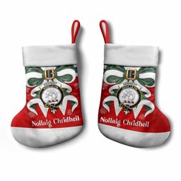 Kennedy Tartan Crest Christmas Bow Christmas Stocking Scottish Nollaig Chridheil