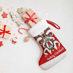 MacCracken (McCracken) Tartan Crest Christmas Bow Christmas Stocking Scottish Nollaig Chridheil