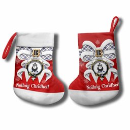 Hannay Tartan Crest Christmas Bow Christmas Stocking Scottish Nollaig Chridheil
