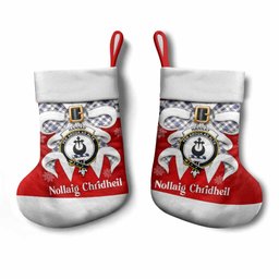 Hannay Tartan Crest Christmas Bow Christmas Stocking Scottish Nollaig Chridheil