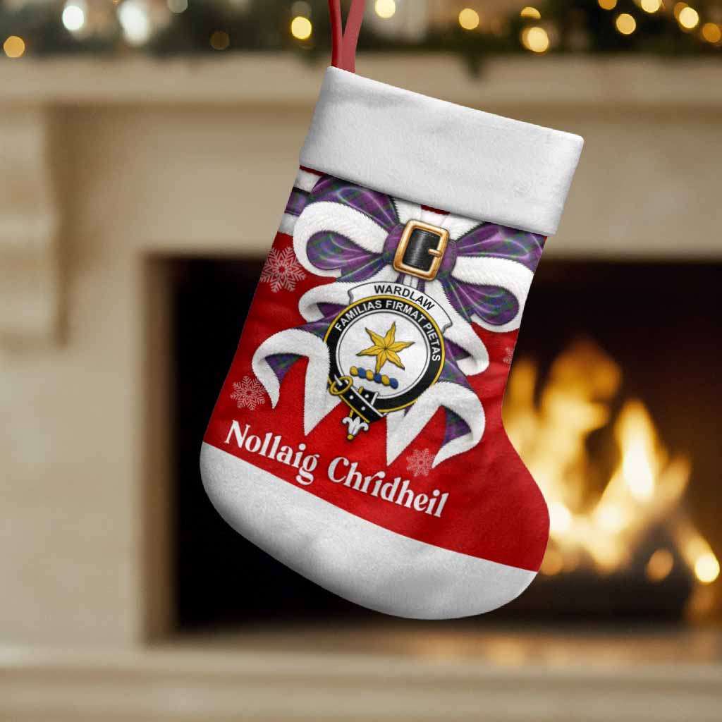 Wardlaw Tartan Crest Christmas Bow Christmas Stocking Scottish Nollaig Chridheil